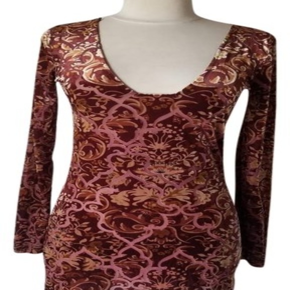 Multicolor Burn Out Floral Velvet Stretch Bodycon - Picture 1 of 2